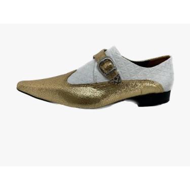 Imagem de Sapato Masculino Italiano Em Couro Dourado Escama Ref: D727 - ART SAPA