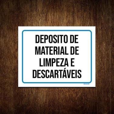 Imagem de Kit 3 Placas Deposito Material Limpeza Descartáveis - Sinalizo