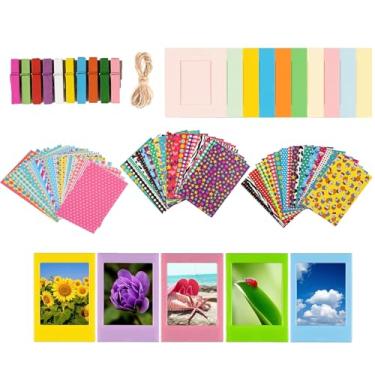 Imagem de Sturdy Tiger Kit de acessórios coloridos para câmera Fujifilm Instax Mini 8/9/11/12 – Pacote de acessórios sortidos de molduras de adesivos, molduras de mesa de plástico, clipes para pendurar com cordão