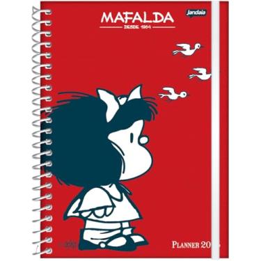 Imagem de Jandaia - Agenda Planner Datada Capa Dura 160Pgs Mafalda 2025 Fundo Vermelho