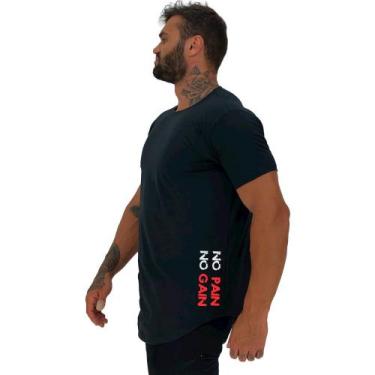 Imagem de Camiseta Longline Masculina MXD Conceito Estampa Lateral No Pain No Ga