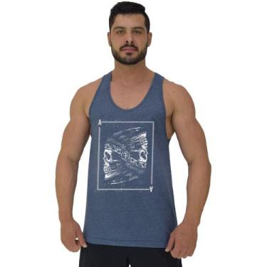 Imagem de Regata Menos Cavada Masculina MXD Conceito Ás Indígena, Azul petróleo,