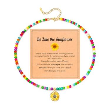 Imagem de JOGDIAM Colar de girassol colorido para meninas adolescentes presentes modernos de Natal e aniversário, Adjustable, Aço inoxidável, Sem Pedra Preciosa