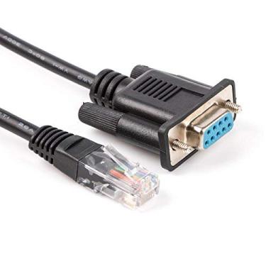 Imagem de RJ45 para RS232 DB9 9 pinos de porta serial fêmea para RJ45 fêmea Cat5 Ethernet LAN console 1,5 m