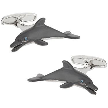 Imagem de Abotoaduras de golfinho Safari Cuff-Daddy pintadas à mão com caixa de apresentação
