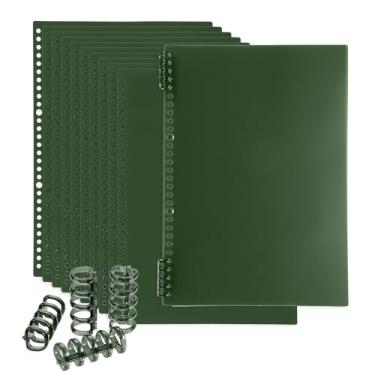 Imagem de PATIKIL Pacote com 12 capas de encadernação, A4 (11,8 x 8,5 polegadas) 22 Mil capas de caderno de plástico com pente de encadernação para apresentação de relatório de livro, verde escuro
