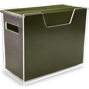 Imagem de Meicloud suporte de arquivo de acrílico - caixa organizadora de arquivo suspensa transparente, organizador de pasta de arquivo acrílico moderno, caixa de caixa de arquivo suspensa lucite com