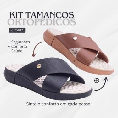 Imagem de Kit 2 Pares Tamanco Feminino Chinelo Para Esporão Leve Macio - Uniflex