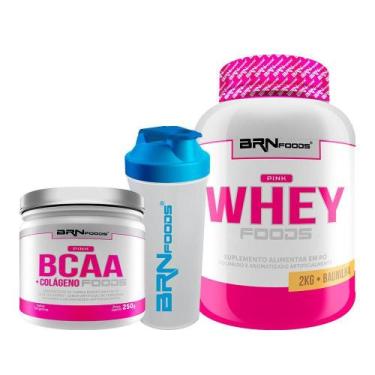 Imagem de Kit Pink Whey Foods 2Kg+ Pink Bcaa Com Colágeno Foods 250G - Brn Foods