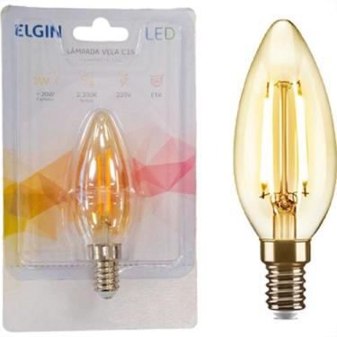 Imagem de Lampada Filamento De Led Elgin Vela - 2Wx220V. Ambar E-14, 220V