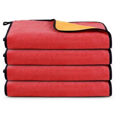 Imagem de Kit 04 Panos Flanela E Microfibra Dupla Face Toalha Para Limpeza Em Ge