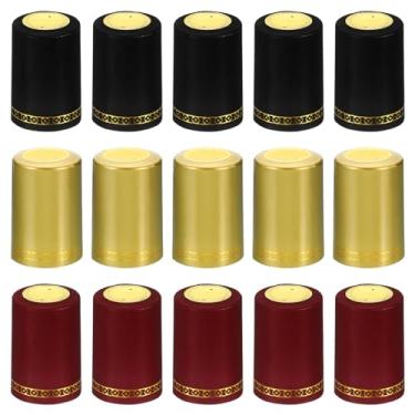 Imagem de PATIKIL Tampa termorretrátil de PVC com aba de rasgo para garrafa de vinho, 120 peças 33 x 45 mm, tampas de manga retrátil para adegas de vinho, uso doméstico, vermelho/preto/dourado