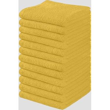 Imagem de Toalha e linho Mart 100% algodão - conjunto de pano de lavagem - panos de rosto de flanela, toalhas de dedo altamente absorventes e macias 30,5 x 3,5 cm (amarelo, pacote com 12)