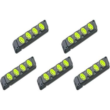 Imagem de Kit C/5 - Tomada Barra Fiolux Quadrupla 2Polos+T20A Preto