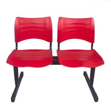 Imagem de Cadeira Longarina Iso Turim plastica 2 Lugares Vermelha - PopMov