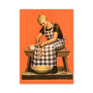 Imagem de JZSDGB Grant Wood Prints-Famous Paintings Wall Art - Reprodução em tela - "Hired Girl" - Impressão em tela arte de parede Imagens para decoração de sala de estar 70 x 100 cm (28 x 33 pol) sem moldura