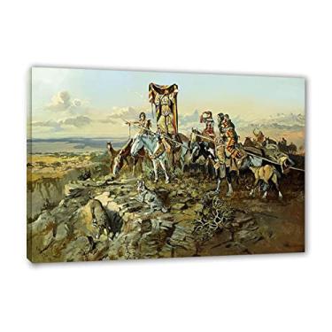 Imagem de 'In the Wake of the Hunters, 1896' por Charles Marion RussellCanvas Prints-Famous Paintings print on canvas - Reproduções de imagens de paisagens em tela Arte de parede 60 x 90 cm (24 x 35 polegadas)