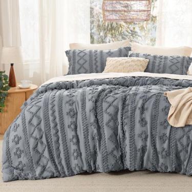 Imagem de Conjunto de Edredom Bedsure King Size - Estilo Boho Tufted Cinza - 3 P