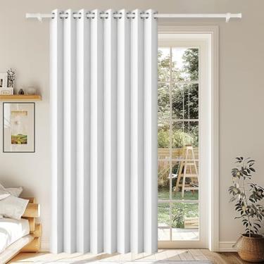 Imagem de HMYI Cortinas plissadas para portas deslizantes – Fecho magnético 100% blackout cortinas de janela com isolamento térmico para porta, armário, divisória de quarto, 1 painel, L 152 x C223, branco