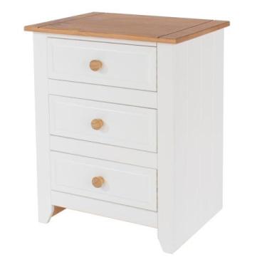Imagem de Mesa de Cabeceira com 3 Gavetas Branco - Pense Dentro da Caixa