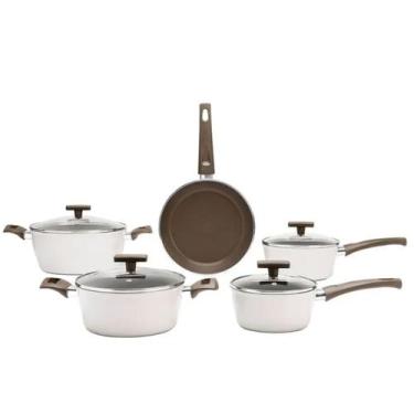 Imagem de Jogo de Panelas Indução Alumínio Antiaderente 5 Peças Ceramic Life Org