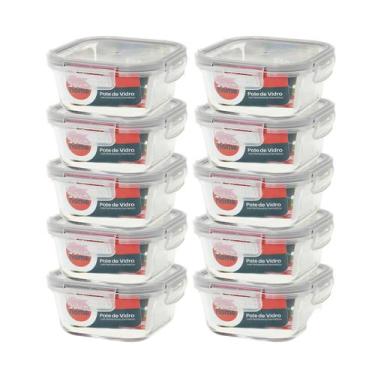 Imagem de Pote Hermético De Vidro Kit C/ 10 Potes De 520ml - C/ Trava - Dolce Ho