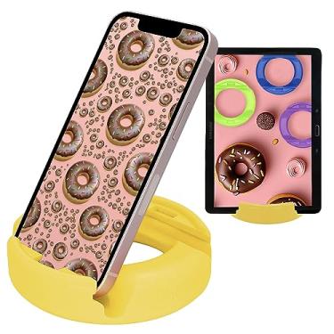 Imagem de GoDonut Suporte para celular e tablet | Suportes compatíveis com Apple iPad, iPhone, Samsung Galaxy, LG, Kindle Fire Tablets e Celulares | Suportes multiangulados e coloridos (amarelo)