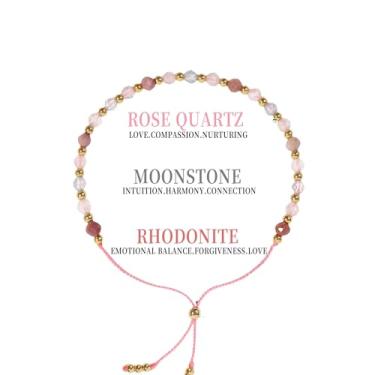 Imagem de Pulseira de gravidez saudável, presentes de gravidez para grávidas, quartzo rosa e pedra da lua, joias de cristal espiritual, presentes de mãe para ser presente para o dia das mães pela primeira vez,