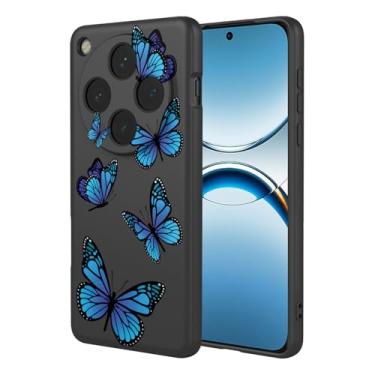 Imagem de HTXWXJC Capa de telefone para Oppo Find X8, CPH2651, PKB110 à prova de choque flexível TPU capa macia padrão borboleta capa de telefone para Oppo Find X8 borboleta preta