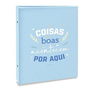 Imagem de Álbum de fotos Ical, encadernação tradicional, para 160 fotos 10x15cm - envelope plástico preto - linha Criativa - modelo coisas boas acontecem aqui - 898