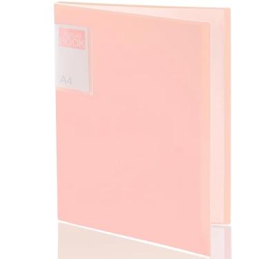 Imagem de SortRax Fichário pastel com mangas transparentes, 30 bolsos, exibe 60 páginas, pastas de apresentação de portfólio para documentos, receita, arte, certificado, tamanho A4, 1 pacote - rosa