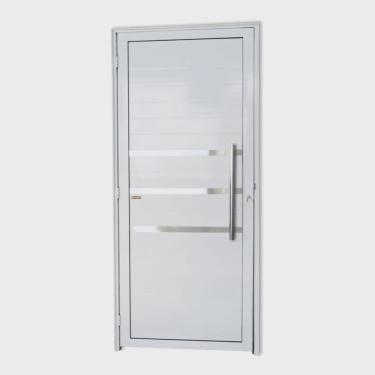 Imagem de Porta de Alumínio Lambri 210x80cm com Friso e Puxador Super Brimak