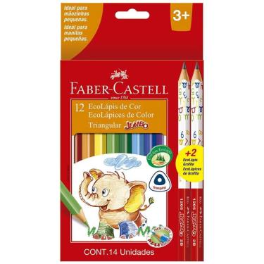 Imagem de Lápis De Cor Ecolápis Triangular Jumbo 12 Cores + 2 Ecolápis Triangular Jumbo Grafite Faber-castell
