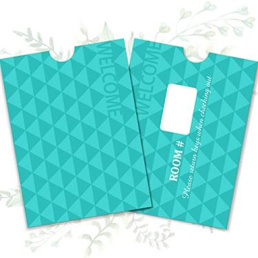 Imagem de Geyee 500 peças de capa para chave de hotel, envelope e porta-cartões para chaves, aproveite sua estadia, capa para hotel, 6 x 8 cm (estilo elegante)
