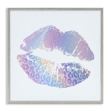 Imagem de Stupell Industries Batom roxo arco-íris cinza emoldurado arte giclée, design por Kim Allen, 17 x 17