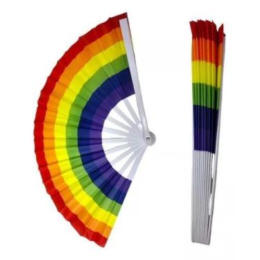 Imagem de Leque Grande Arco Íris Colorido LGBTQIAPN Barulho Carnaval - Vila Flor