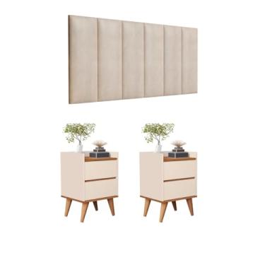 Imagem de Conjunto Cabeceira Cama Casal 1,60 Com kit 2 Criado Quarto Verona (Verona/Off)
