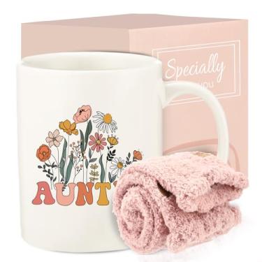 Imagem de Presentes de tia para mulheres, presentes exclusivos de sobrinha sobrinho, aniversário dia das mães conjunto de presentes de agradecimento com meias de xícara de café para tia nova tia