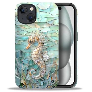 Imagem de Punmada Capa para iPhone 15 Plus, para meninas e mulheres, meninos, capa híbrida rígida de silicone à prova de choque, capa protetora de corpo inteiro fosca para iPhone 15 Plus vidro submarino 3D