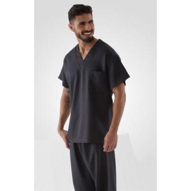 Imagem de Não Amassa Pijama Cirúrgico Masculino Oxford Conjunto - Dona Moça, Cin