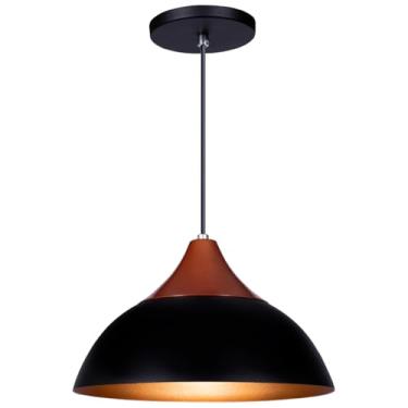 Imagem de Pendente Lustre Luminária Panama Preto C/Topo Cobre
