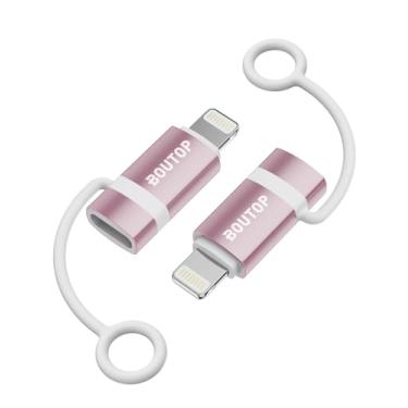 Imagem de BOUTOP [Certificado Mfi] Adaptador De Cabo Usb C Para Lightning De 36 W, Suporte Para Sincronização De Dados/Carregamento Rápido Pd Compatível Com Iphone Ipad Airpods, Com Suporte Anti-Perda - Rose