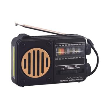 Imagem de Rádio Portátil AM/FM, Rádio FM Recarregável, Altifalante Recarregável com Luz LED Sem Fio para Campismo Casa Atividades ao Ar Livre Caminhadas e Acompanhante de Viagem