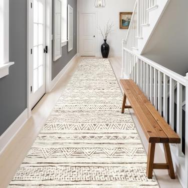 Imagem de Ksrau Tapete de corredor 7,8 x 50,8 cm lavável – extra longo antiderrapante moderno para corredor macio marroquino baixo tapete de piso interno para sala de estar cozinha impermeável tapetes