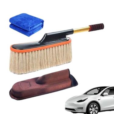 Imagem de Limpa Poeira Para Interior de Carro - Kit de Limpeza com Escova Detalhada para Interior de Veículos | Ferramentas de Higienização Automotiva em Cera e Algodão para Pneus, Caminhões, Motos e Caravanas
