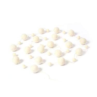Imagem de Glaciart One Christmas Decoration Felt Ball Garland - Decoração para Natal, aniversário, festas de casamento - Corda decorativa de 1,8 m com 35 bolas brancas de neve - Lã NZ, Decotada à mão no Nepal