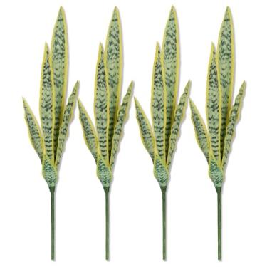 Imagem de Tregefly 4 peças de plantas de cobra artificial de 77 cm de agave falsa Sansevieria planta vegetal de plástico de seda artificial para casa, jardim, escritório, decoração interna e externa, verde