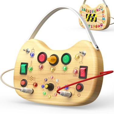 Imagem de Tabuleiro de madeira Montessori Udouto Toddlers com luz LED