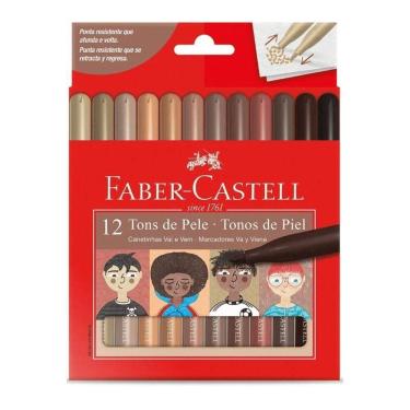 Imagem de Canetinha Hidrocor Vai E Vem - 12 Tons De Pele - Faber Castell