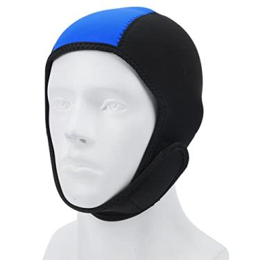 Imagem de Capuz de roupa de mergulho grcfumo, capuz de mergulho de surf térmico, chapéu de mergulho de secagem rápida para esportes aquáticos, nadar de caiaque de snorkeling canoagem (Preto e azul)
